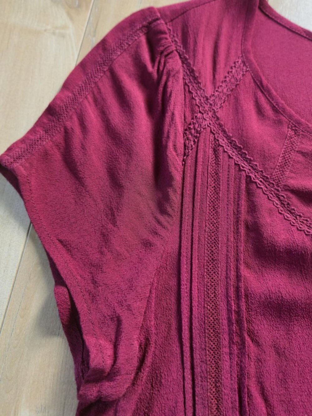 French Comptoir des Cotonniers Burgundy Boho Midi Dress XS 100% Viscose - Picture 12 of 16